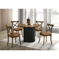 5pc Round Dining Set, Burnish Oak