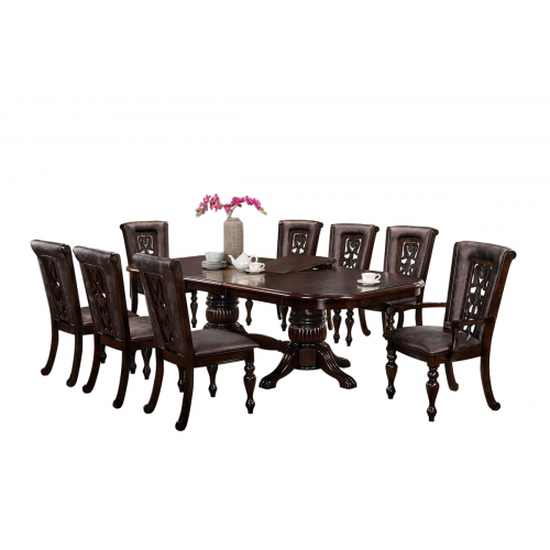 9 Piece Dining Set with Butterfly Extension -Dark Brown 9 Piece Dining Set with Butterfly Extension -Dark Brown