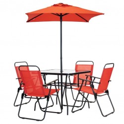 Patio Set 6pc Metal Red and Black