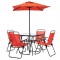Patio Set 6pc Metal Red and Black
