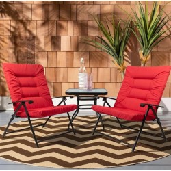 3pc Patio Set  with Small Table and Folding Chairs- Red