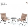 3pc Patio Set  with Small Table and Folding Chairs- Taupe