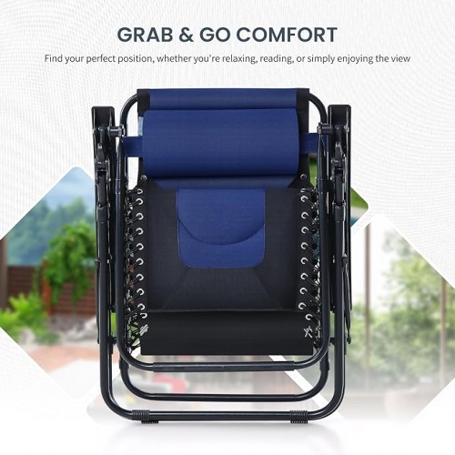 Gravity Lounge Chair with Cupholder- Blue & Black