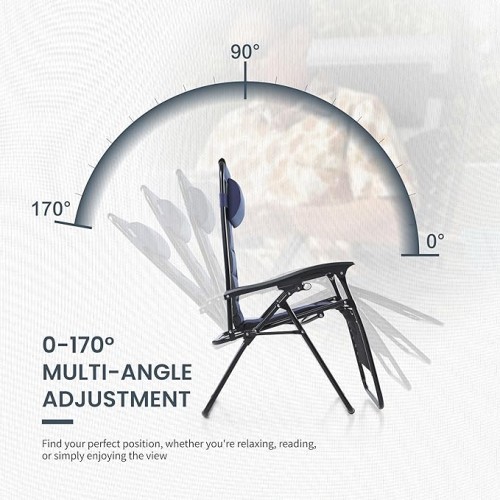 Gravity Lounge Chair with Cupholder- Blue & Black