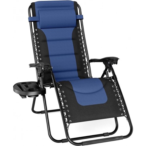 Gravity Lounge Chair with Cupholder- Blue & Black