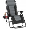 Gravity Lounge Chair with Cupholder- Grey & Black