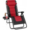 Gravity Lounge Chair with Cupholder- Red & Black