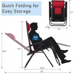 Gravity Lounge Chair with Cupholder- Red & Black