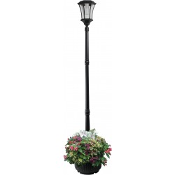 Sun-Ray Abigail Tall Post Solar Lamp and Planter- Black