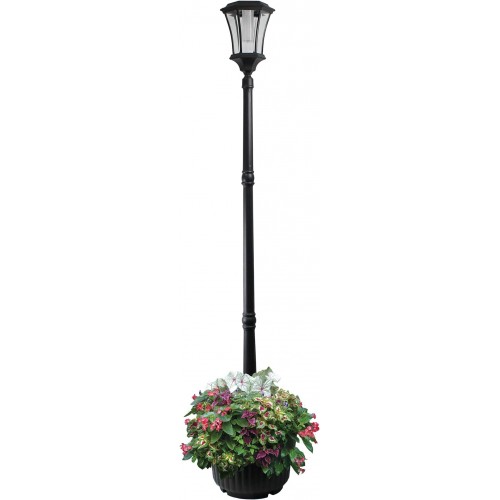 Sun-Ray Abigail Tall Post Solar Lamp and Planter- Black Sun-Ray Abigail Tall Post Solar Lamp and Planter- Black