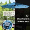 Sun-Ray 9ft Round Solar Lighted Umbrella with Base, 8Rib - Teal Sun-Ray 9ft Round Solar Lighted Umbrella with Base, 8Rib - Teal