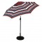 Sun-Ray 9ft Round Solar Lighted Umbrella with Base, 8Rib - Scarlet Striped
