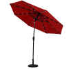 Sun-Ray 9ft Round Solar Lighted Umbrella with Base, 8Rib- Scarlet Sun-Ray 9ft Round Solar Lighted Umbrella with Base, 8Rib- Scarlet