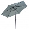 Sun-Ray 9ft Round Solar Lighted Umbrella with Base, 6Rib - Grey