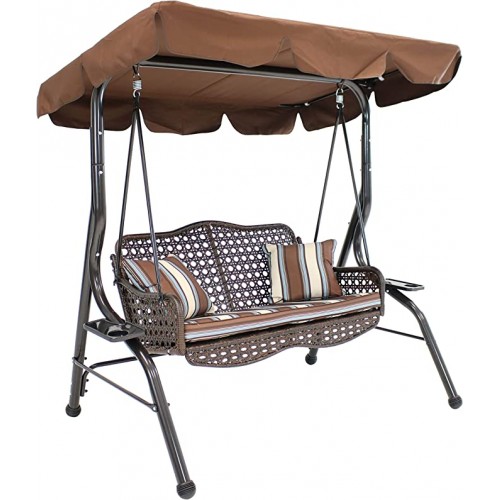 Wicker 2 Seater Swing with Cupholder