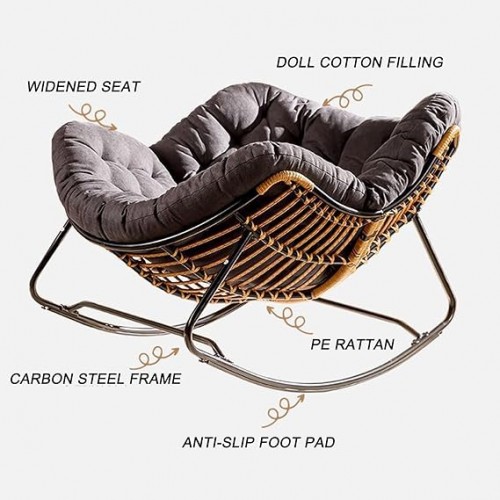 Indoor/Outdoor Rocking Chair with Padded Cushion- Medium