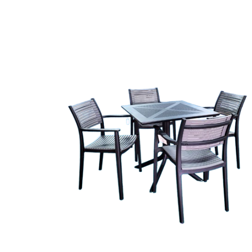 5pc Heavy Duty Plastic Porch Set- Black & Grey