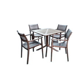 5pc Heavy Duty Plastic Porch Set- Brown & Grey