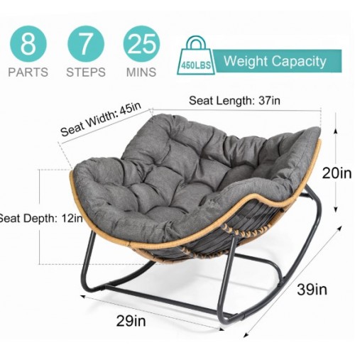 Indoor/Outdoor Rocking Chair with Padded Cushion- Medium