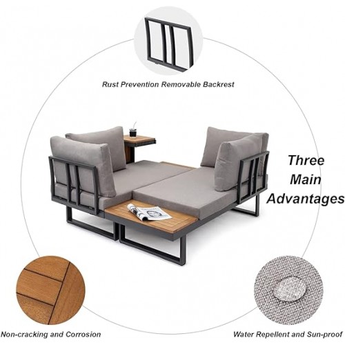 Royal Garden 3pc Aluminum Sectional Sofa Set