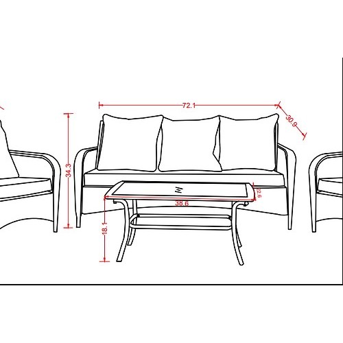 Chelsea 4pc Plastic Wicker Porch Set Chelsea 4pc Plastic Wicker Porch Set