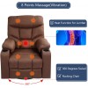 Swivel Rocker Recliner with 8 Point Heat Massage & Cupholders- Brown