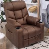 Swivel Rocker Recliner with 8 Point Heat Massage & Cupholders- Brown