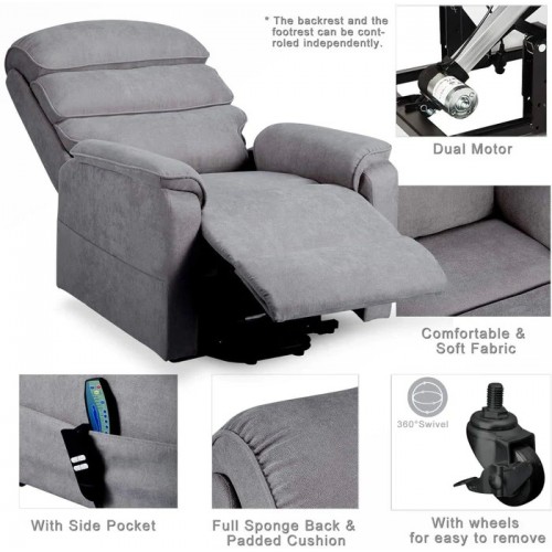 Power Lift Recliner with 8 Point Heat Massage- Grey Power Lift Recliner with 8 Point Heat Massage- Grey