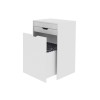 Dressing Table With Grey Fabric Seat & Lift Up Mirror