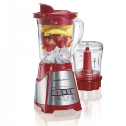 Hamilton Beach Power Elite Blender With 3- Cup Mini Food Processor- RED