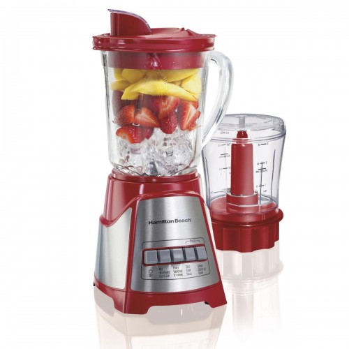 Hamilton Beach Power Elite Blender With 3- Cup Mini Food Processor- RED Hamilton Beach Power Elite Blender With 3- Cup Mini Food Processor- RED