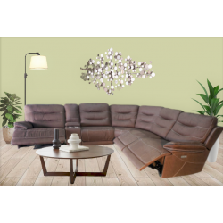 Living Room Sectional 6-Piece, 3 Power Recliner