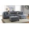 Living Room Sectional L-Shape with Ottoman & Throw Pillows- Grey