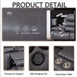 Living Room Suite 3pc 5 Recliner with Bluetooth Console & Single Swivel Glider