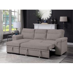 Living Room Loveseat with Pullout Bed & Reversible Storage Chaise