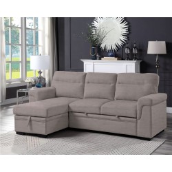 Living Room Loveseat with Pullout Bed & Reversible Storage Chaise