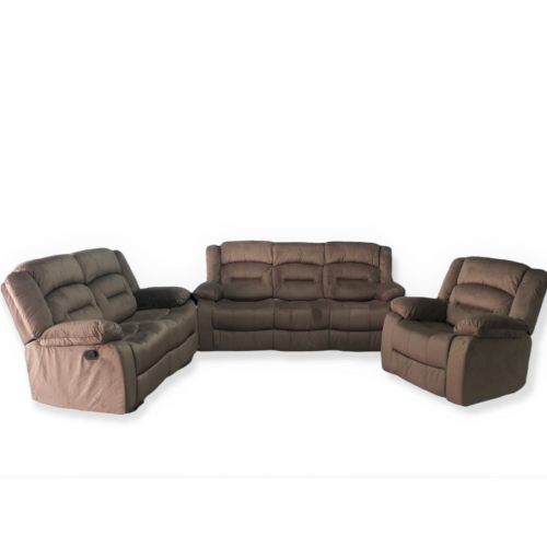 Living Room Suite 3pc, 5 Recliner with Single Glider