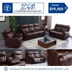 Icon 3pc 5 Powered Recliner Living Room Suite- Brown