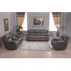 Living Room Suite 3pc, 5 Recliner with Console- Grey & Brown