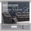 Renzo 3pc Living Room Suite with 5 Manual Recliner, Console and Single Glider-Grey
