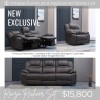 Renzo 3pc Living Room Suite with 5 Manual Recliner, Console and Single Glider-Grey