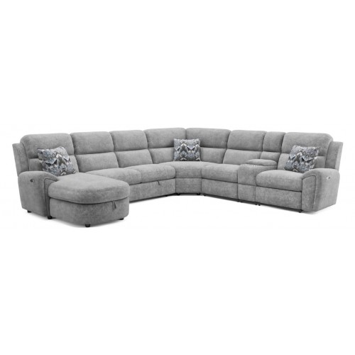 Riviera Living Room Sectional with 2 Powered Recliner, Pullout Bed & Chaise